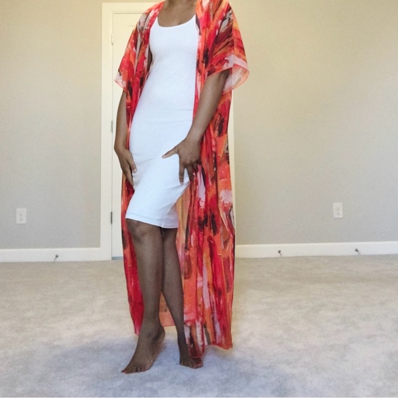 Vibrant Multicolor Print Duster Kimono - Picture 10 of 14